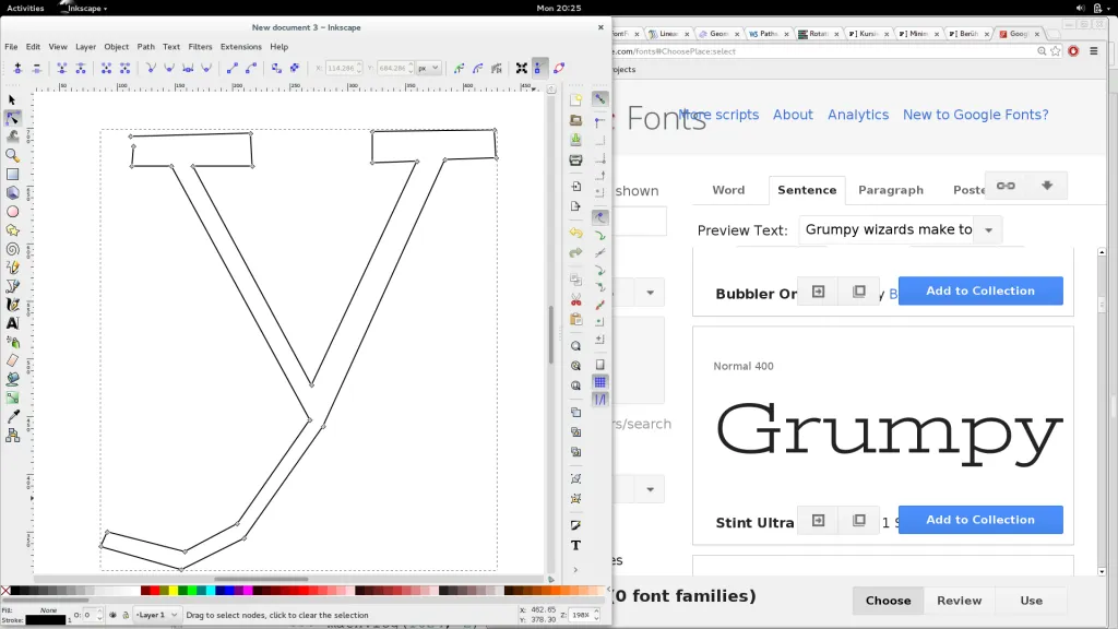 raw-shaping a glyph