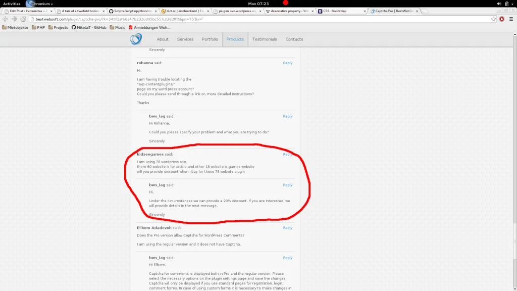 Client from BestWebSoft ordering captcha for several thousand dollars without knowing the
quality.